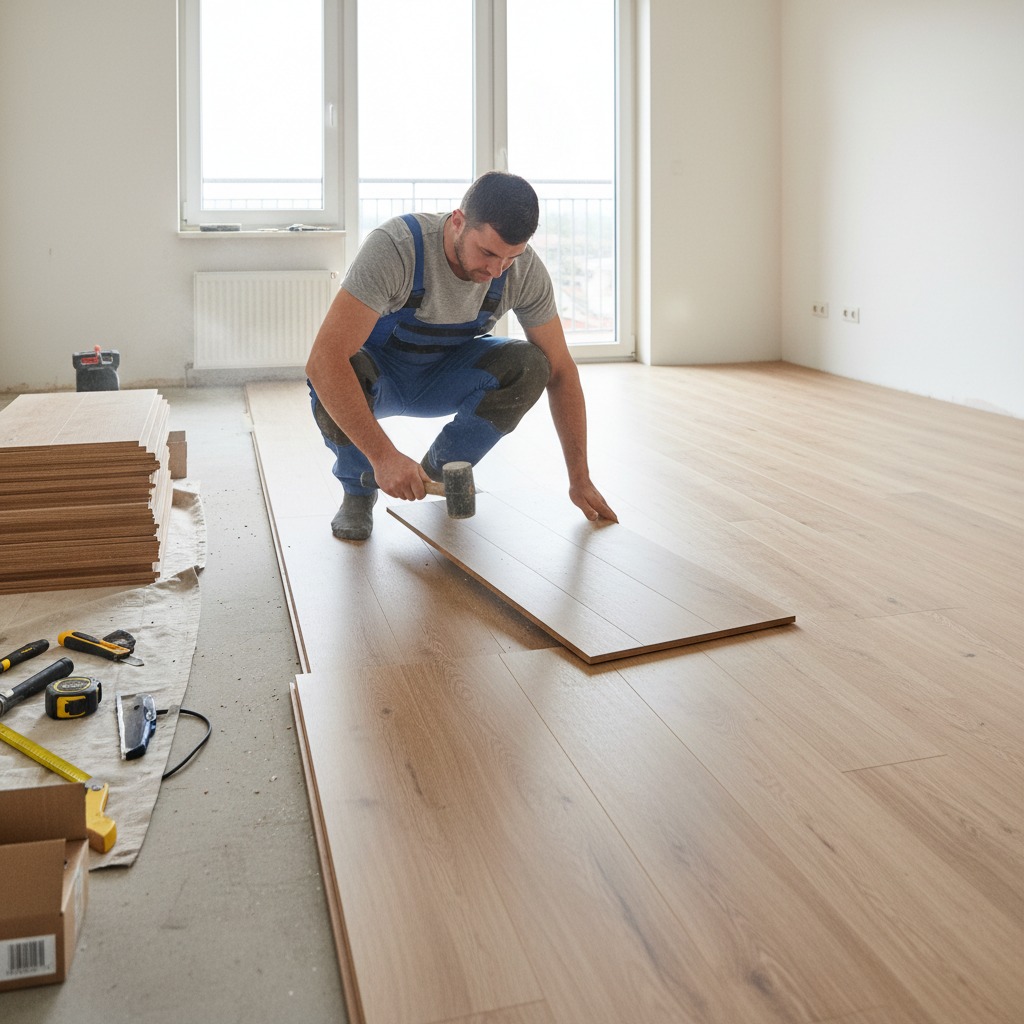 podłogi, klejone, pływające w tym drewniane, laminowane, winylowe