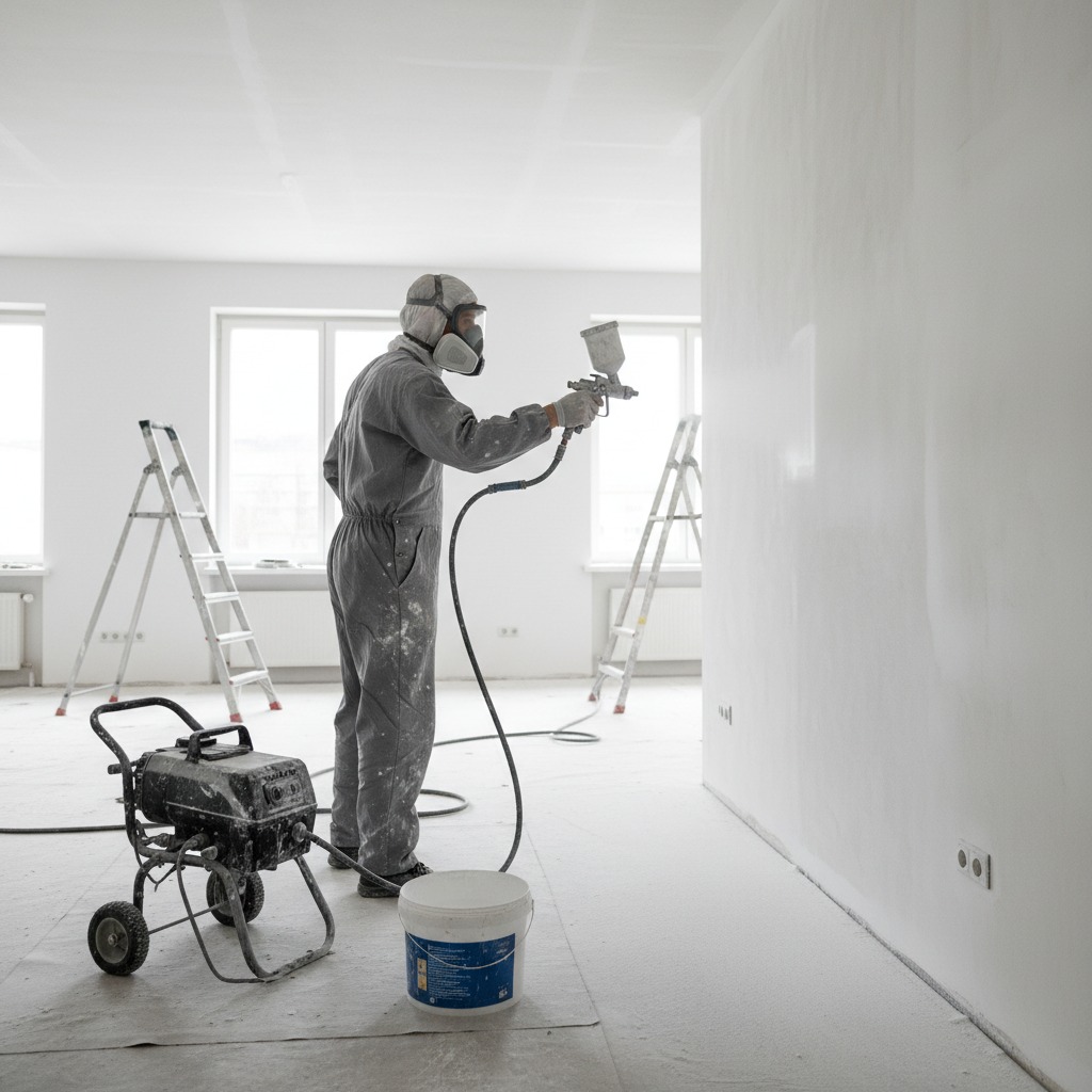 malowanie agregatem, malowanie natryskowe, lub wałkiem